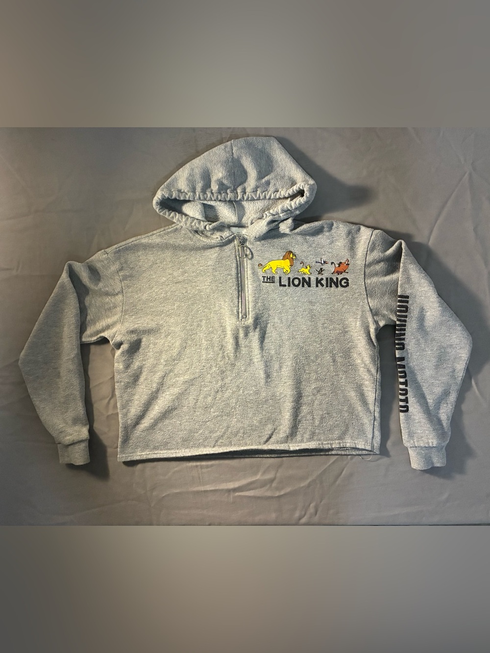 Disney Light Gray The Lion King Hooded Pullover with Character Print